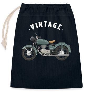 vintage bike motorcycle café racer motorcycle sport - Closable cotton gift bag (25x30cm) - navy - Front