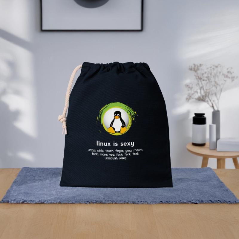 Computer System Pinguin Nerd pc inside code admin Verschließbarer Geschenkbeutel aus Baumwolle (25x30cm)