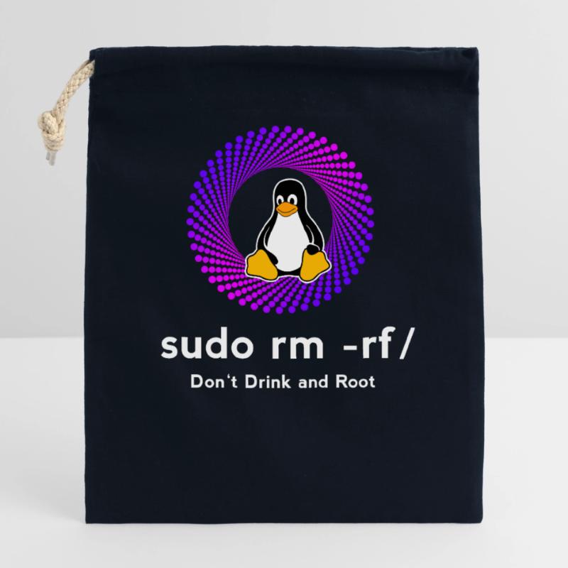 Computer Sys admin Pinguin Nerd pc sudo rm -rf cod Verschließbarer Geschenkbeutel aus Baumwolle (25x30cm)