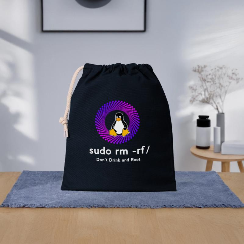 Computer Sys admin Pinguin Nerd pc sudo rm -rf cod Verschließbarer Geschenkbeutel aus Baumwolle (25x30cm)