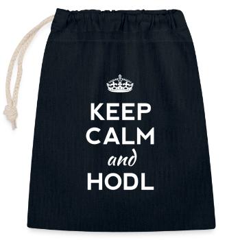 keep calm hodl trade ETH blockchain money web - Closable cotton gift bag (25x30cm) - navy - Front