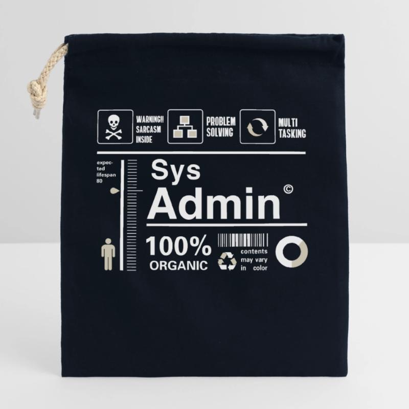 Sys admin programmier Ordinateur Nerd pc Platine cpu Sac cadeau en coton avec cordon (25 x 30 cm)