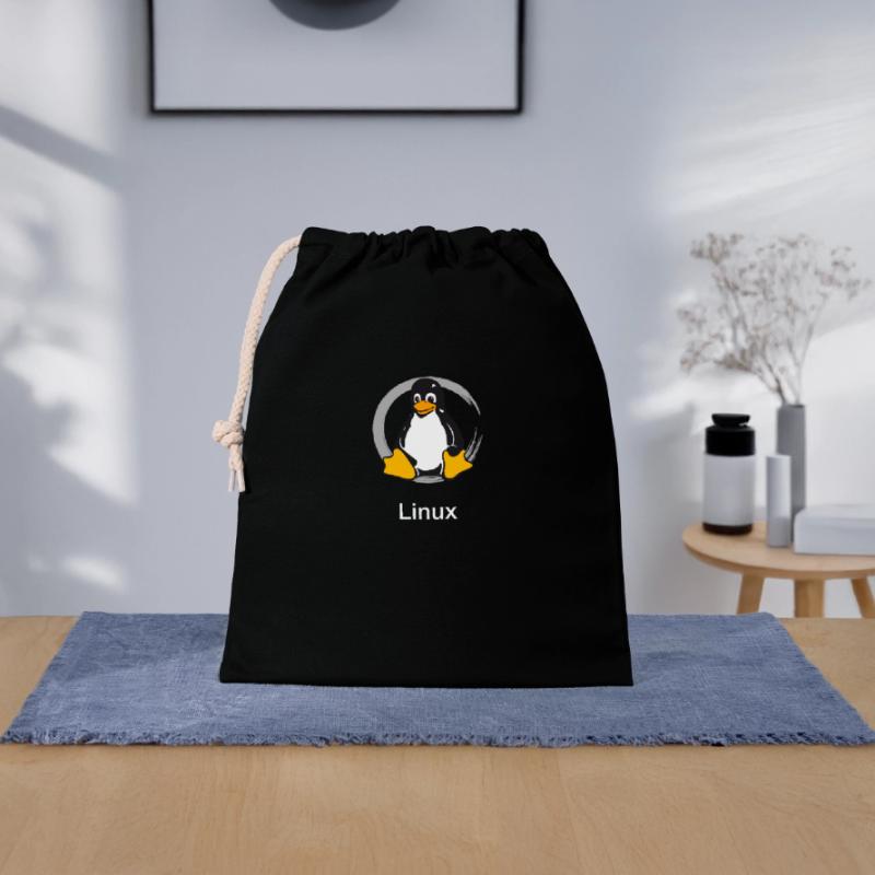 Pc computer Penguin nerd geek Programmer Admin Closable cotton gift bag (25x30cm)