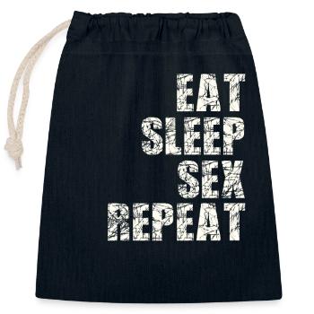 Eat Sleep Sex Repeat - Sac cadeau en coton avec cordon (25 x 30 cm) - bleu marine - Devant
