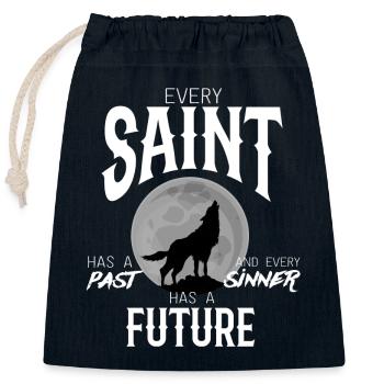 Heiliger Sünder Wolf Spruch Geschenk Vergangenheit - Verschließbarer Geschenkbeutel aus Baumwolle (25x30cm) - Navy - Vorne