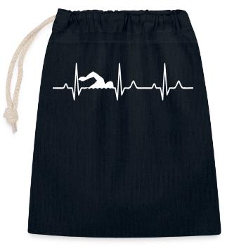 Battement de coeur - Sac cadeau en coton avec cordon (25 x 30 cm) - bleu marine - Devant