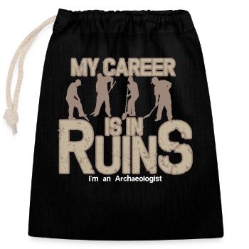 Ruins archeology - Closable cotton gift bag (25x30cm) - black - Front