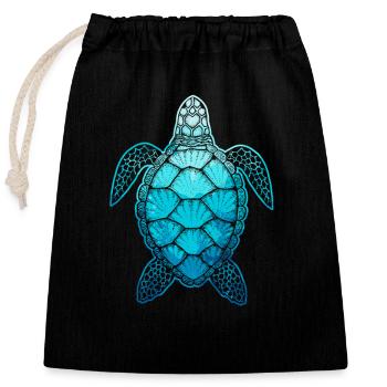 Schildkröte Wasserschildkröte Tier unter Wasser - Verschließbarer Geschenkbeutel aus Baumwolle (25x30cm) - Schwarz - Vorne