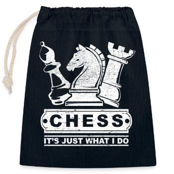 Schach, Hobby, Taktik, Geschenk, Pferd, Turm - Verschließbarer Geschenkbeutel aus Baumwolle (25x30cm) - Navy - Vorne