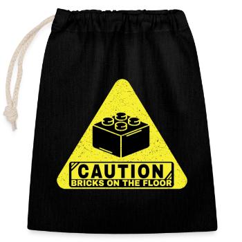 Toy, building block, humor, gift, parents - Closable cotton gift bag (25x30cm) - black - Front