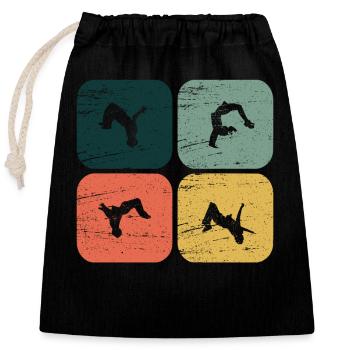 BackFlip, Somersault, Gymnastics, Parkour, Gift, Fun - Closable cotton gift bag (25x30cm) - black - Front