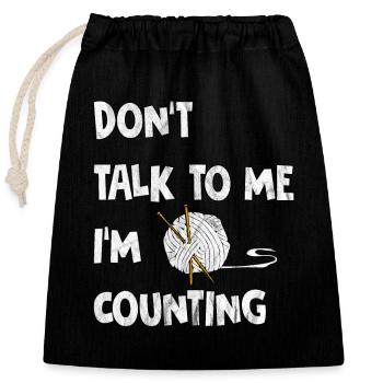 Crochet - Funny - Gift idea - Closable cotton gift bag (25x30cm) - black - Front