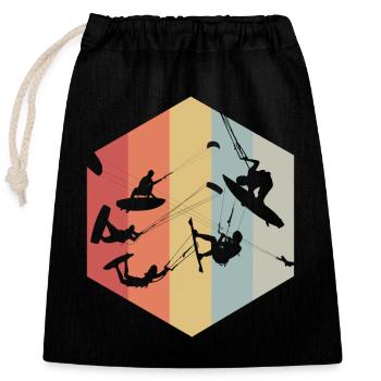Kitesurfen - Verschließbarer Geschenkbeutel aus Baumwolle (25x30cm) - Schwarz - Vorne