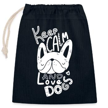 Dogs gift pug dachshund sayings coach mastiff - Closable cotton gift bag (25x30cm) - navy - Front