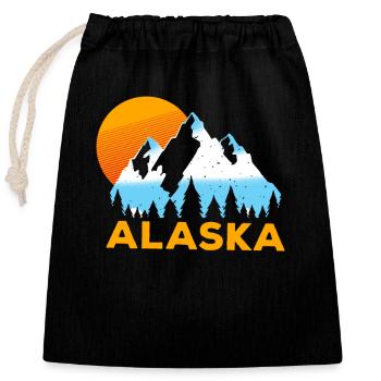 Alaska Eis Berge Schnee Retro - Verschließbarer Geschenkbeutel aus Baumwolle (25x30cm) - Schwarz - Vorne