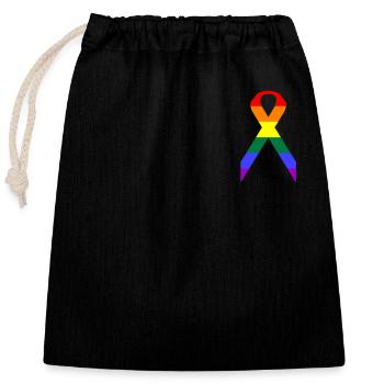 LGBT loop rainbow flag - Closable cotton gift bag (25x30cm) - black - Front