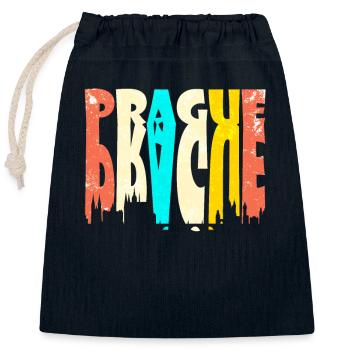 Prague Prague - Closable cotton gift bag (25x30cm) - navy - Front
