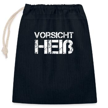 vorsicht heiss - Verschließbarer Geschenkbeutel aus Baumwolle (25x30cm) - Navy - Vorne