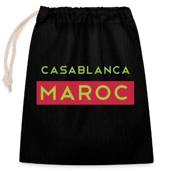 Casablanca Marokko Andenken Souvenir - Verschließbarer Geschenkbeutel aus Baumwolle (25x30cm) - Schwarz - Vorne