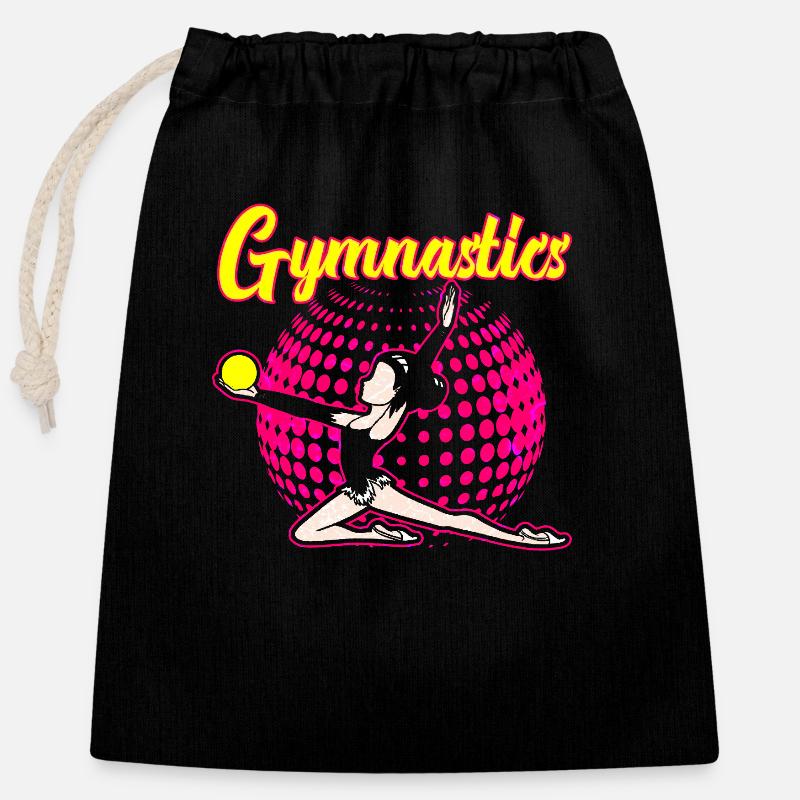 gymnastics - Closable cotton gift bag (25x30cm) - black