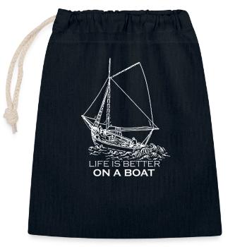 Boat sailing - Closable cotton gift bag (25x30cm) - navy - Front