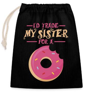 Sister vs Donut Gift - Closable cotton gift bag (25x30cm) - black - Front