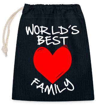 Worlds best family, worlds best family, heart, love - Closable cotton gift bag (25x30cm) - navy - Front
