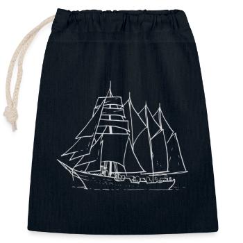 Schiff - Verschließbarer Geschenkbeutel aus Baumwolle (25x30cm) - Navy - Vorne