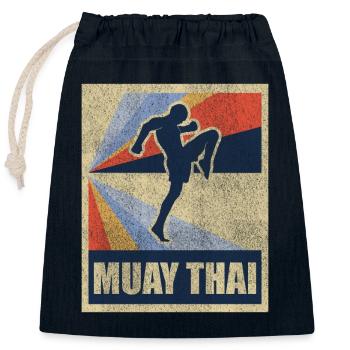 Muay Thai Thaiboxen Geschenk Fighting Retro - Verschließbarer Geschenkbeutel aus Baumwolle (25x30cm) - Navy - Vorne