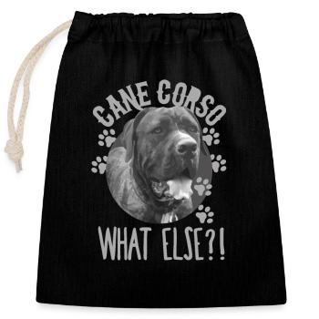 Cane Corso Quoi d’autre ? Chien chienfeet moloss - Sac cadeau en coton avec cordon (25 x 30 cm) - noir - Devant
