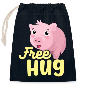 Umarmung Schwein - Verschließbarer Geschenkbeutel aus Baumwolle (25x30cm) - Navy - Vorne