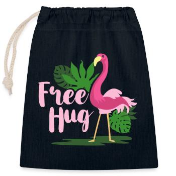 Câlin Flamingo - Sac cadeau en coton avec cordon (25 x 30 cm) - bleu marine - Devant