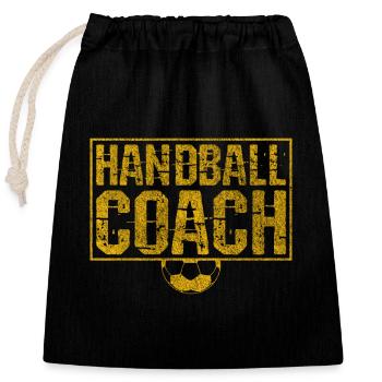 Trainer Handball Coach Geschenk - Verschließbarer Geschenkbeutel aus Baumwolle (25x30cm) - Schwarz - Vorne