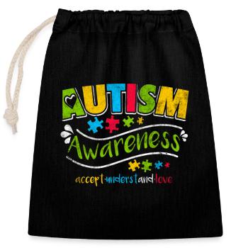 Autism - Closable cotton gift bag (25x30cm) - black - Front