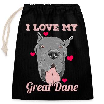 Great Dane Hund Deutsche Dogge - Verschließbarer Geschenkbeutel aus Baumwolle (25x30cm) - Schwarz - Vorne
