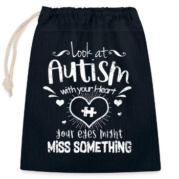 Autism - Closable cotton gift bag (25x30cm) - navy - Front
