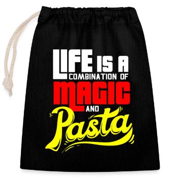 Pasta Spaghetti FSM Italien Nudeln Pesto Koch - Verschließbarer Geschenkbeutel aus Baumwolle (25x30cm) - Schwarz - Vorne