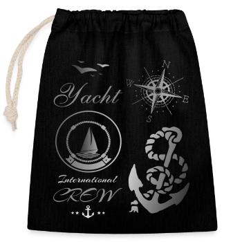 sailing ships - Closable cotton gift bag (25x30cm) - black - Front