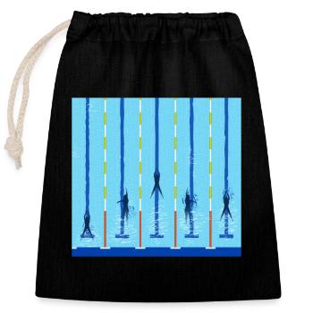 Piscine natation pistes de compétition cadeau - Sac cadeau en coton avec cordon (25 x 30 cm) - noir - Devant