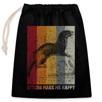 Otter Rodent Water Gift - Closable cotton gift bag (25x30cm) - black - Front