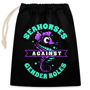 Hippocampe - Sac cadeau en coton avec cordon (25 x 30 cm) - noir - Devant
