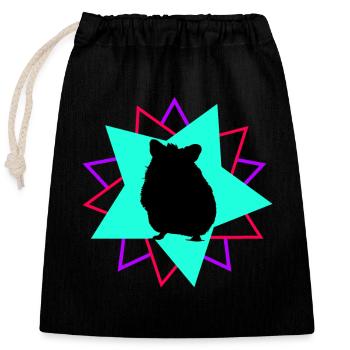 Chinchilla Cadeau Amérique du Sud Rongeur Pet - Sac cadeau en coton avec cordon (25 x 30 cm) - noir - Devant