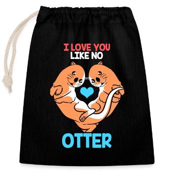 Otter Ferret Marten Water Sea Otter Beaver Sweet - Closable cotton gift bag (25x30cm) - black - Front