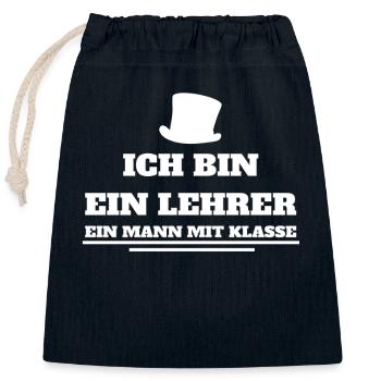 Lehrer - Verschließbarer Geschenkbeutel aus Baumwolle (25x30cm) - Navy - Vorne