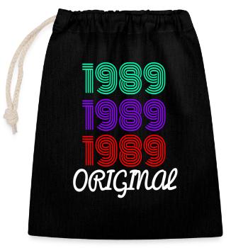 birthday - Closable cotton gift bag (25x30cm) - black - Front