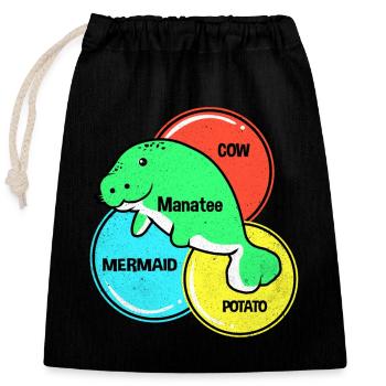 Manatee - Closable cotton gift bag (25x30cm) - black - Front