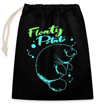 Manatee - Closable cotton gift bag (25x30cm) - black - Front