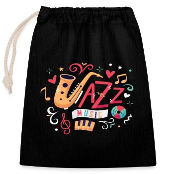 Jazz Musik Saxophon Saxofon Instrument - Verschließbarer Geschenkbeutel aus Baumwolle (25x30cm) - Schwarz - Vorne