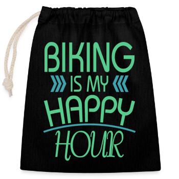 Bicycle - Closable cotton gift bag (25x30cm) - black - Front