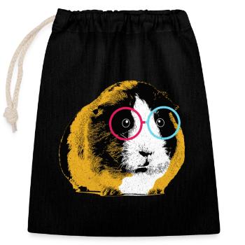 Guinea pig - Closable cotton gift bag (25x30cm) - black - Front